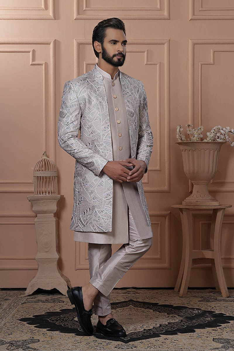 Captivating Pastel Pitch Designer Men’s Indo-Western for Engagement, Reception, and Wedding