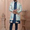 Elegant Light Sky Designer Men’s Indo-Western for Engagement and Reception
