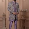 Impressive Magenta Designer Men’s Indo-Western for Engagement, Wedding, and Reception