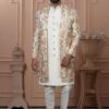 Fashionable Cream Designer Men’s Indo-Western for Engagement, Wedding, and Reception