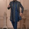 Amazing Peacock Blue Designer Men’s Indo-Western for Engagement, Wedding, and Reception