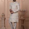 Enticing Natural Cream Designer Men’s Indo-Western for Engagement, Wedding, and Reception