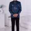 Elegant Peacock Blue Designer Men’s Indo-Western for Engagement and Reception