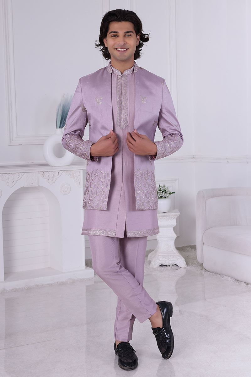 Dashing Pink Designer Men’s Indo-Western for Engagement and Reception