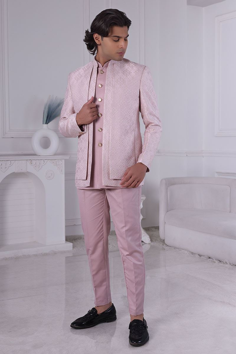 Amazing Light Pink Designer Men’s Indo-Western for Engagement and Reception