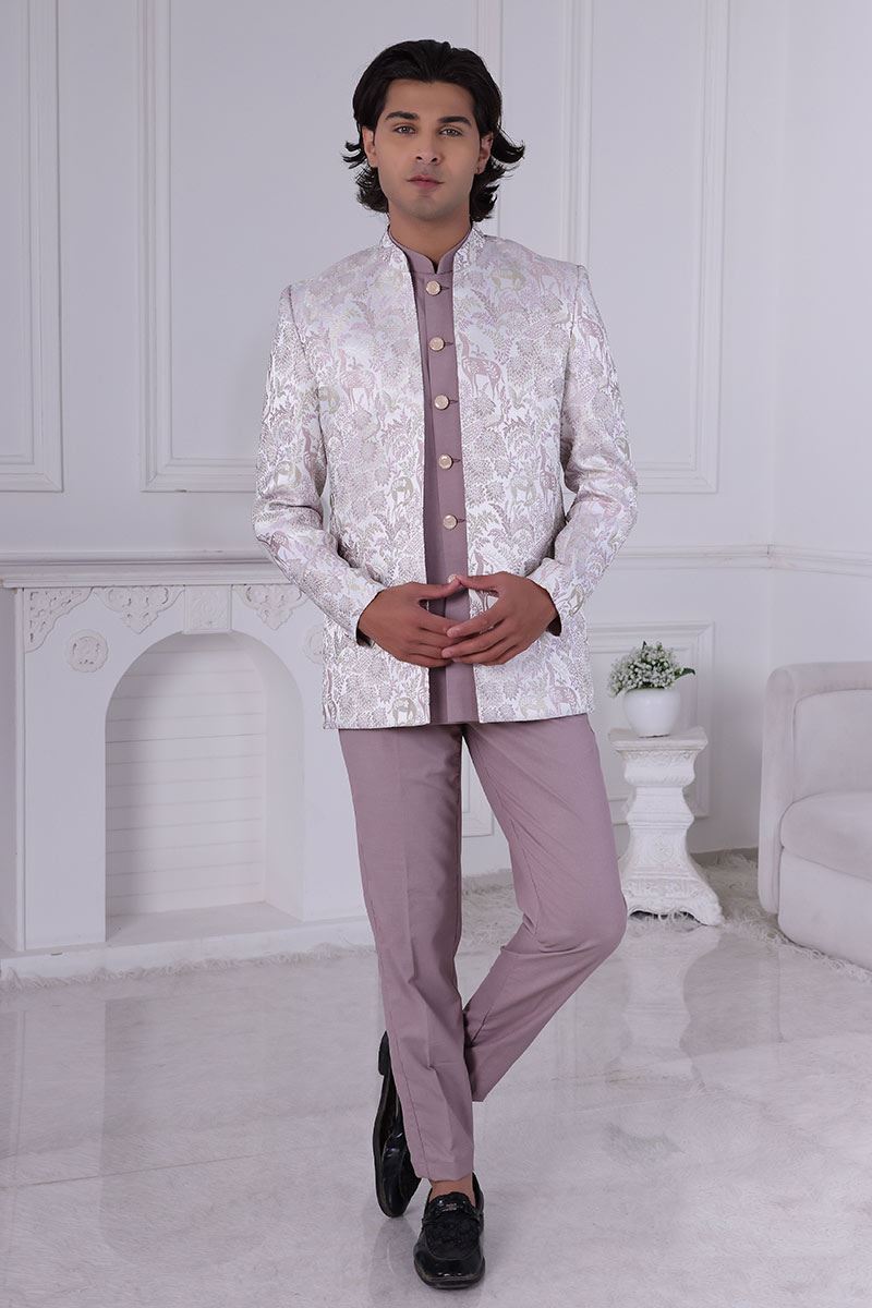 Enticing Light Pink Designer Men’s Indo-Western for Engagement and Reception