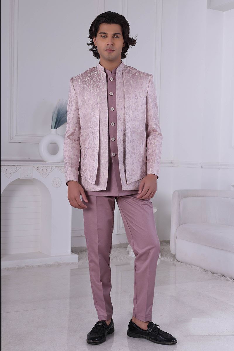 Aesthetic Light Pink Designer Men’s Indo-Western for Engagement and Reception