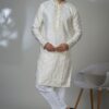 Artistic Cream Designer Men’s Kurta Pyjama for Engagement, Sangeet, and Parties