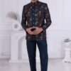 Artistic Peacock Blue Designer Men’s Indo-Western for Engagement, Wedding, and Reception