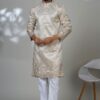 Charming Beige Designer Men’s Kurta Pyjama for Festivals, Sangeet, and Parties