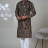 Exquisite Chocolaty Designer Men’s Kurta Pyjama for Festivals, Sangeet, and Parties