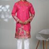 Impressive Hot Pink Designer Men’s Kurta Pyjama for Festivals, Sangeet, and Parties