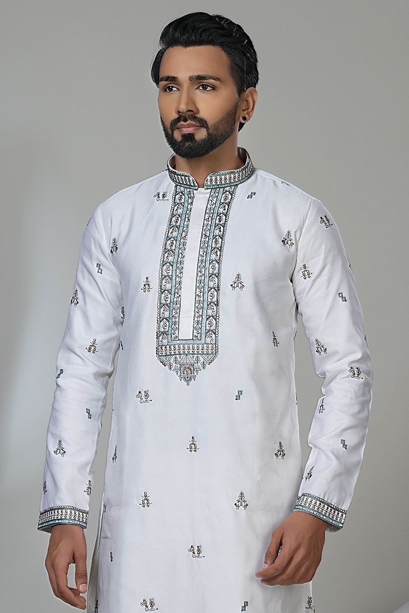 Aesthetic Designer Men’s Kurta Pyjama for Festivals, Sangeet, and Parties