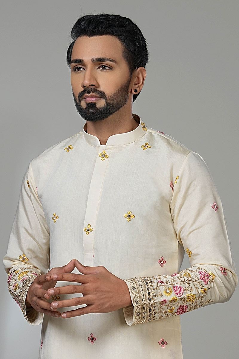 Exuberant Designer Men’s Kurta Pyjama for Festivals, Sangeet, and Parties
