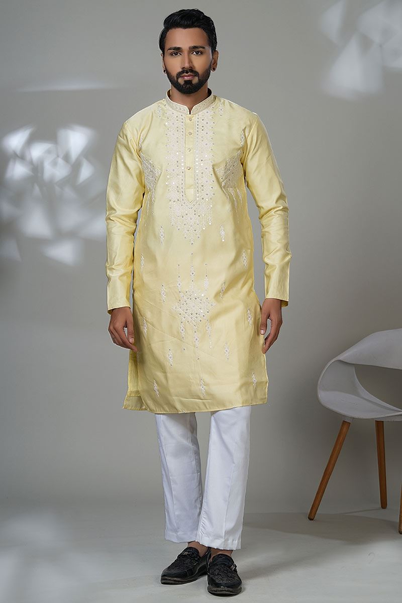 Charismatic Designer Men’s Kurta Pyjama for Haldi, Sangeet, and Parties