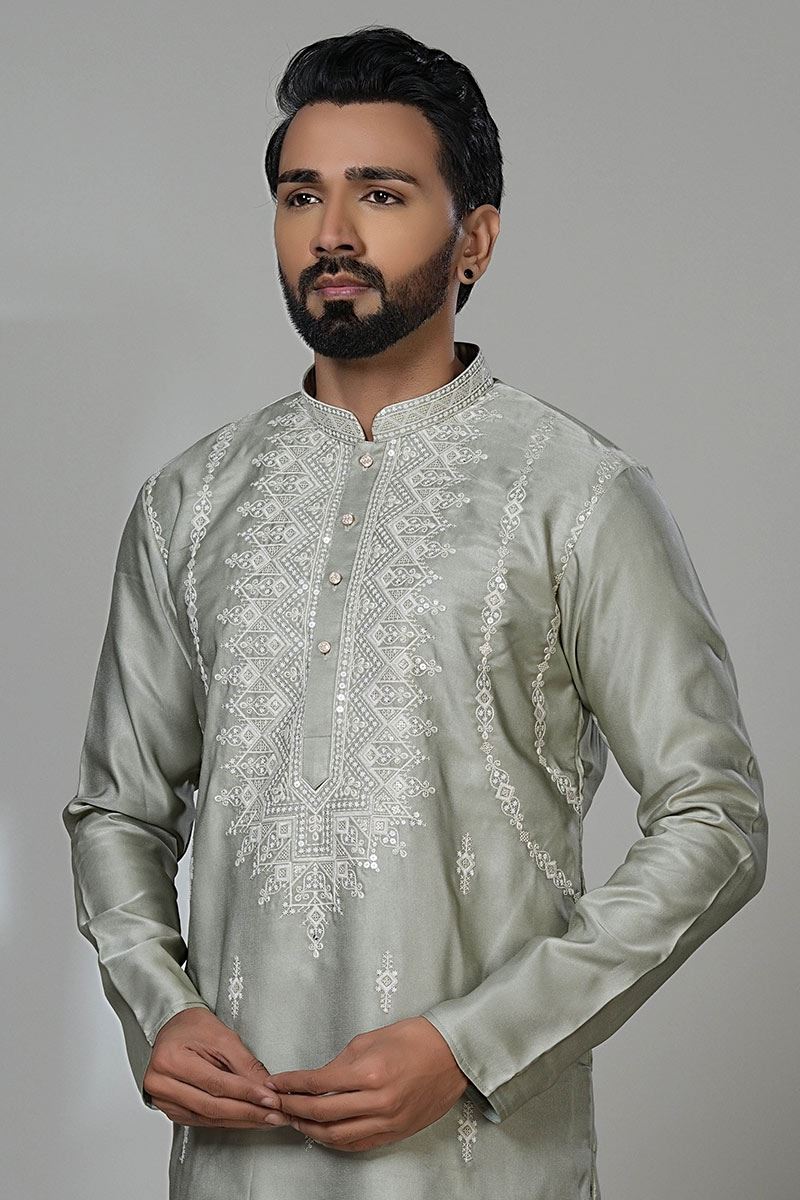 Artistic Designer Men’s Kurta Pyjama for Festivals, Sangeet, and Parties