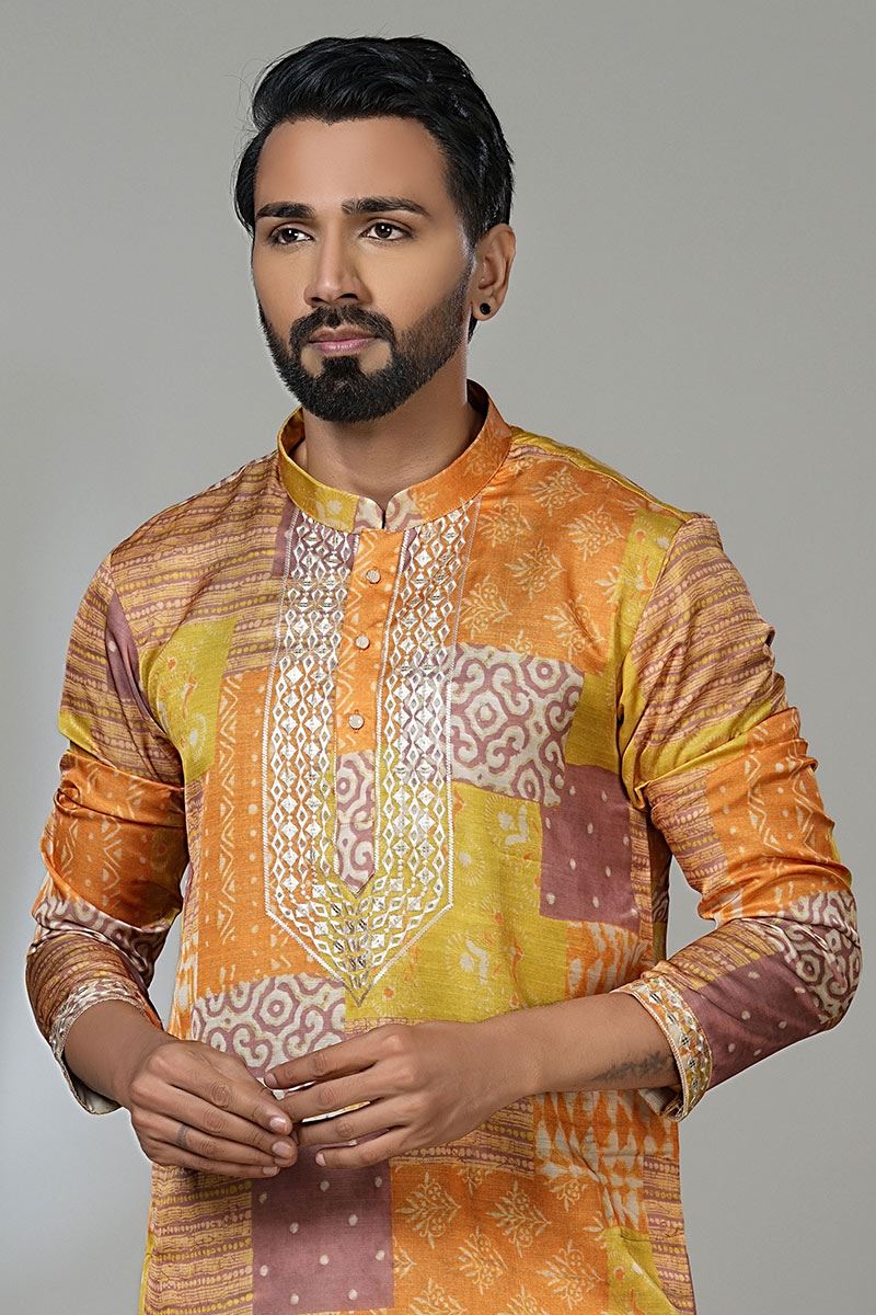 Enticing Designer Men’s Kurta Pyjama for Haldi, Sangeet, and Parties