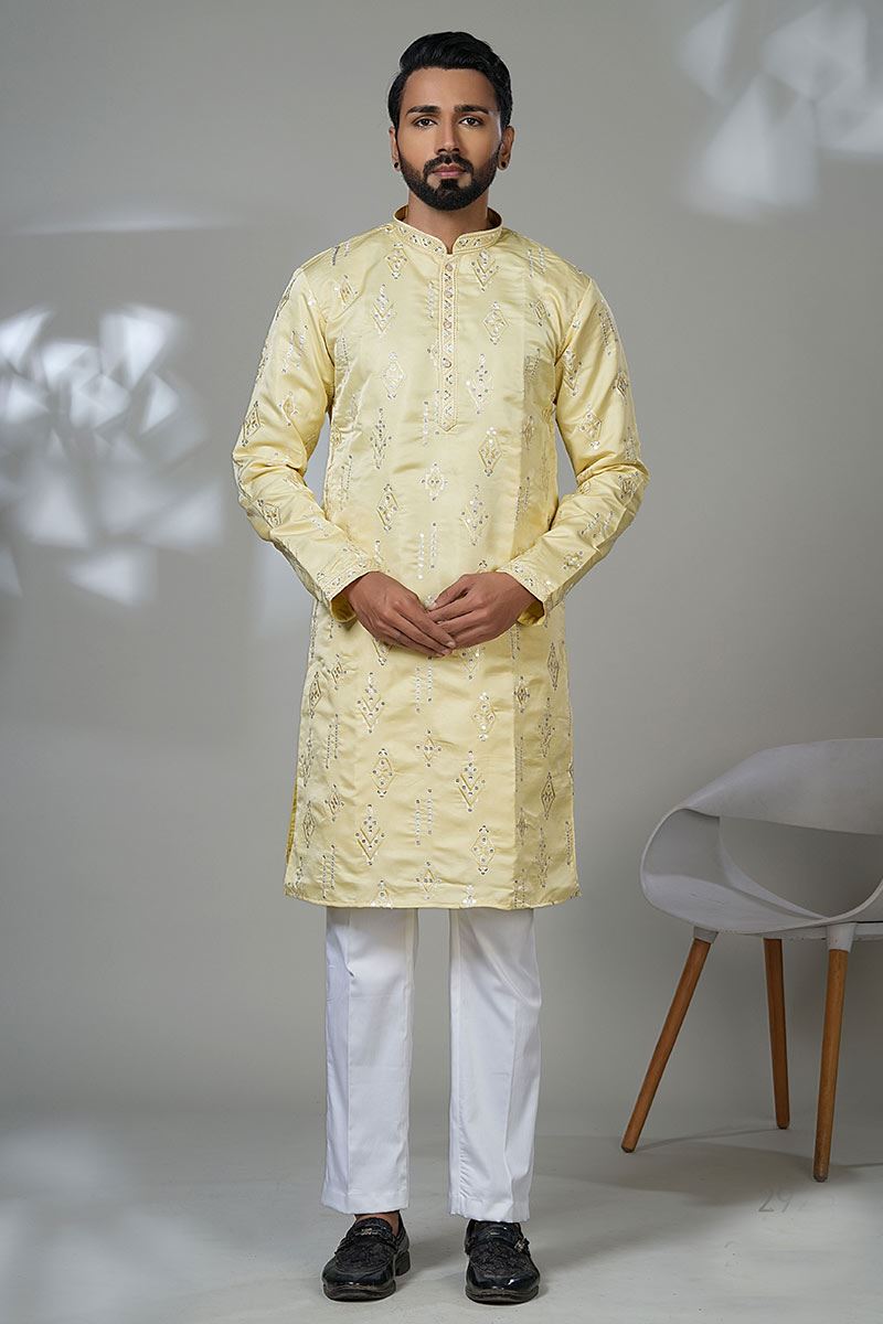 Amazing Designer Men’s Kurta Pyjama for Haldi, Sangeet, and Parties