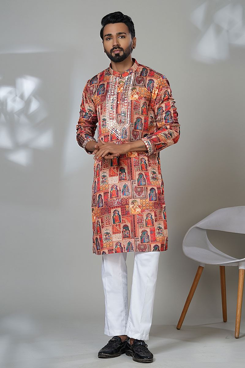 Attractive Designer Men’s Kurta Pyjama for Festivals, Sangeet, and Parties