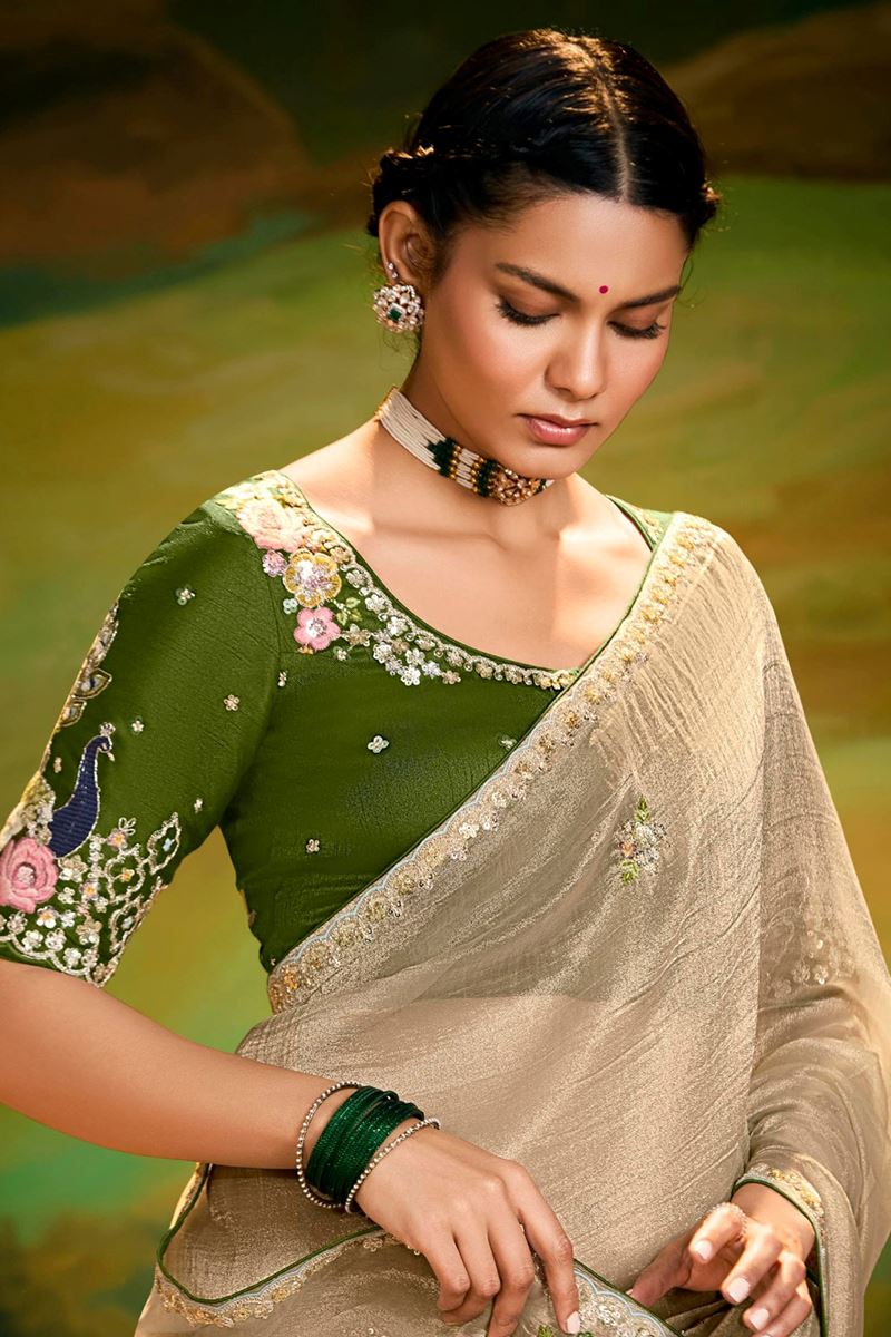 Breathtaking Tissue Organza Designer Saree for Sangeet and Parties