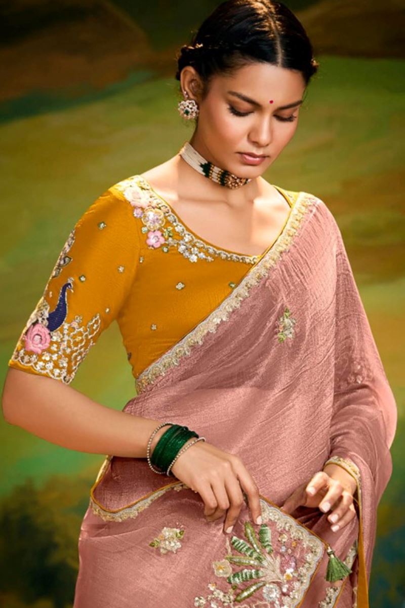 Captivating Tissue Organza Designer Saree for Engagement, Sangeet, and Parties