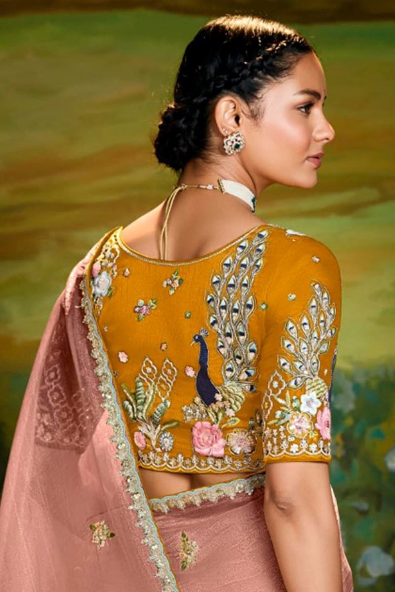 Captivating Tissue Organza Designer Saree for Engagement, Sangeet, and Parties