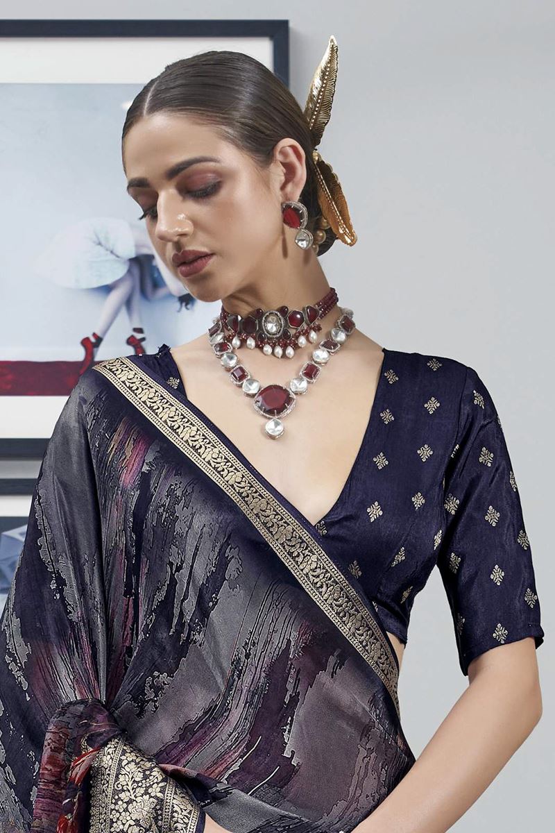 Striking Silk Designer Saree for Engagement, Sangeet and Parties