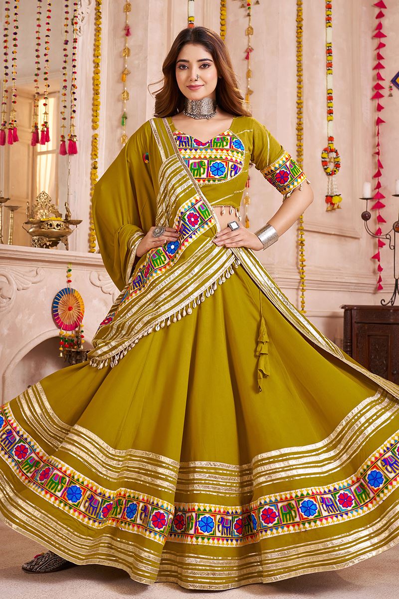 Astounding Viscose Cotton Designer Navratri Lehenga Choli for Garba Dance and Festival Celebrations