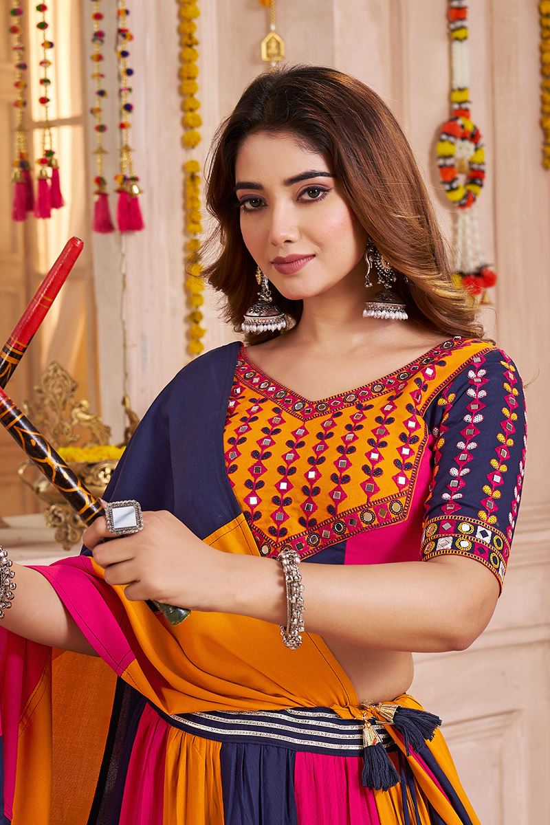 Magnificent Viscose Cotton Designer Navratri Lehenga Choli for Garba Dance and Festival Celebrations