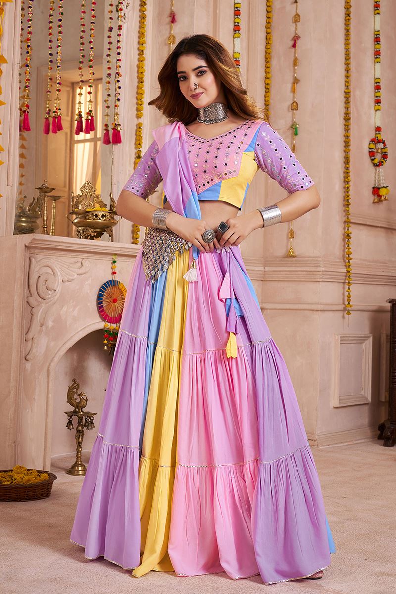 Beautiful Viscose Cotton Designer Navratri Lehenga Choli for Garba Dance and Festival Celebrations