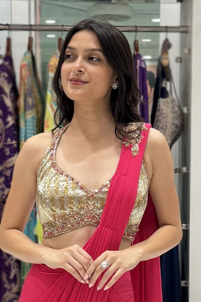 Smashing Georgette Designer Saree for Engagement, Sangeet, and Parties