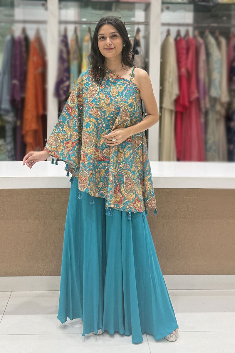 Dazzling Georgette Designer Palazzo Suit for Sangeet and Parties