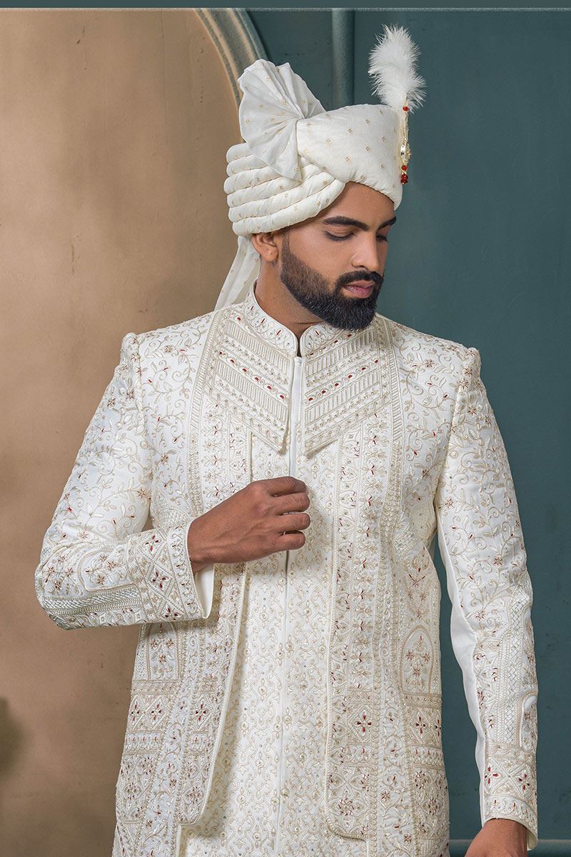 Appealing Cream Designer Sherwani for Wedding