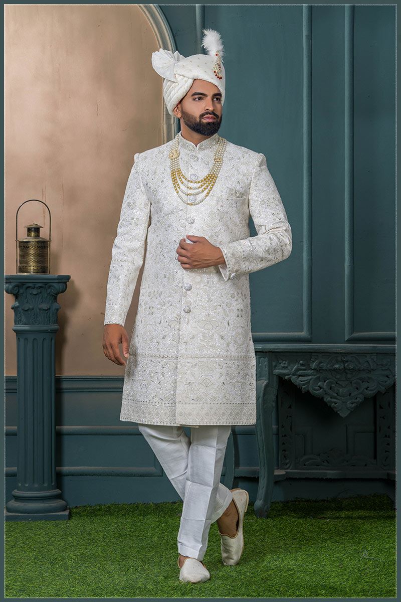 Amazing Cream Designer Sherwani for Wedding
