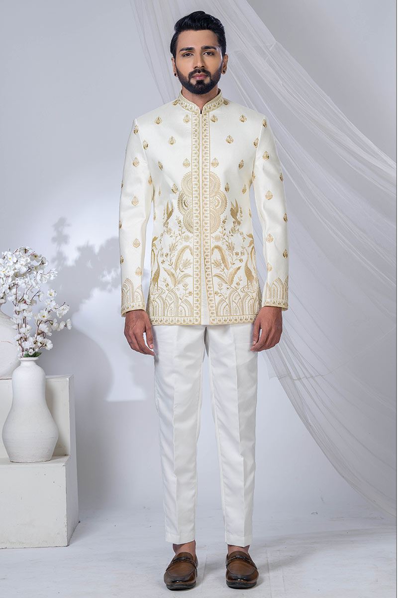 Classy Cream Designer Jodhpuri Suit for Engagement, Wedding, and Reception