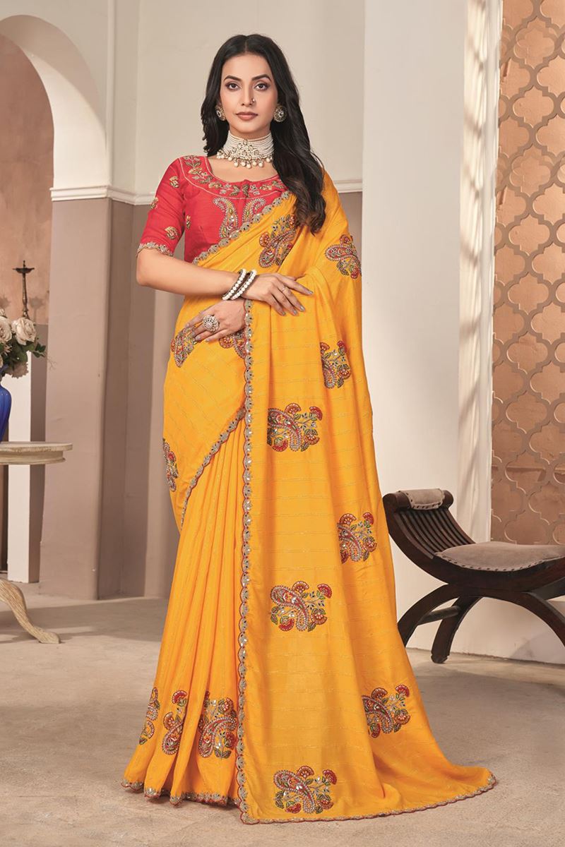 Captivating Silk Designer Saree for Haldi, Wedding, and Reception