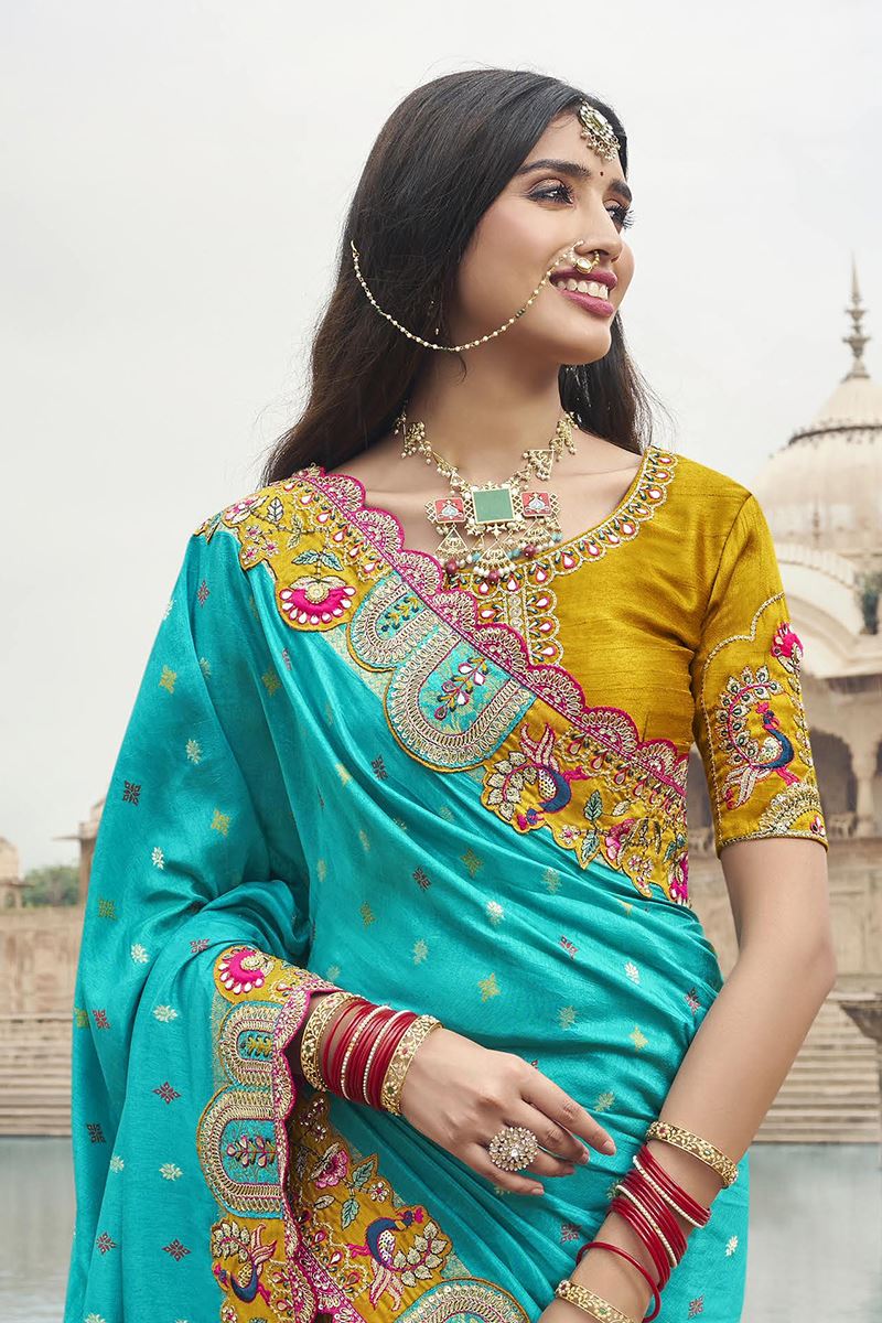 Charismatic Silk Designer Saree for Haldi, Wedding, and Reception