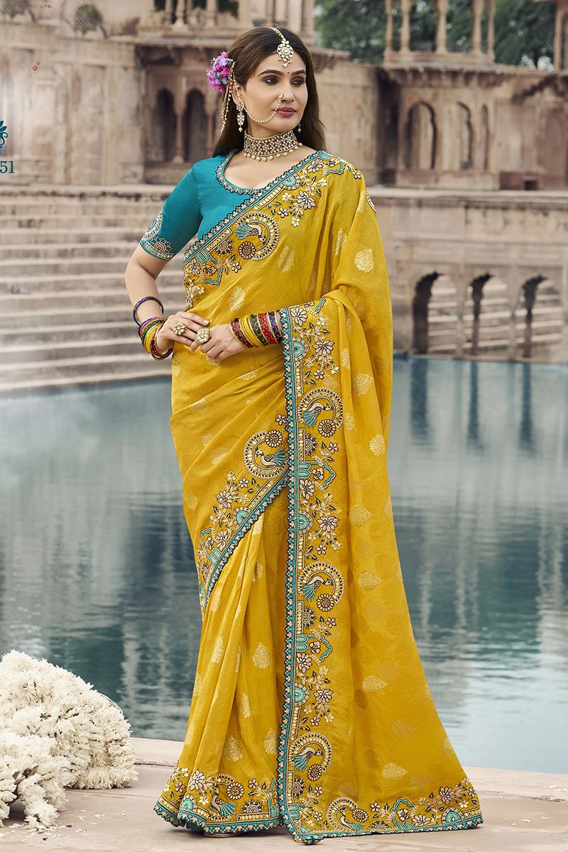 Amazing Silk Designer Saree for Haldi, Wedding and Reception