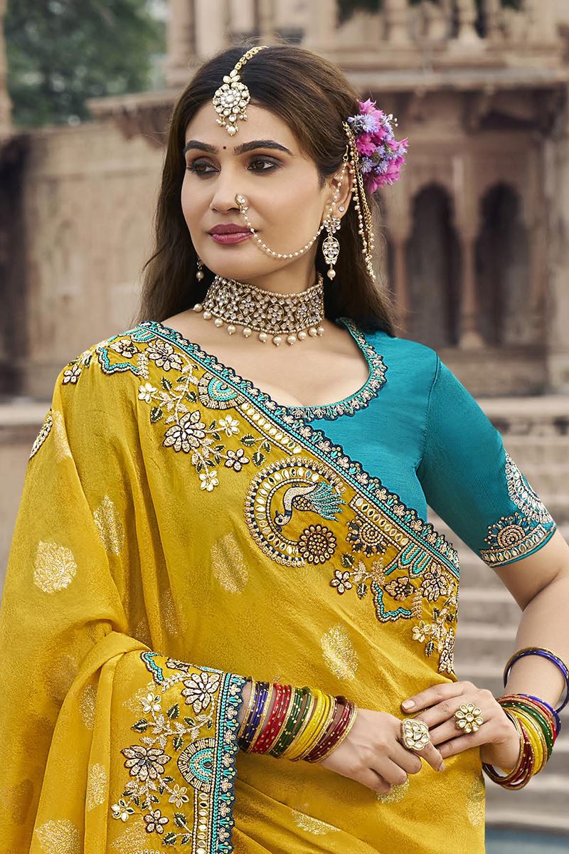 Amazing Silk Designer Saree for Haldi, Wedding and Reception