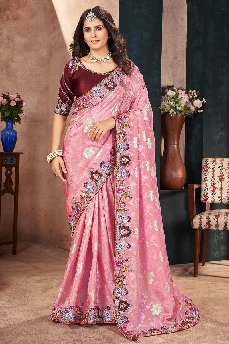Flamboyant Silk Designer Saree for Wedding and Reception