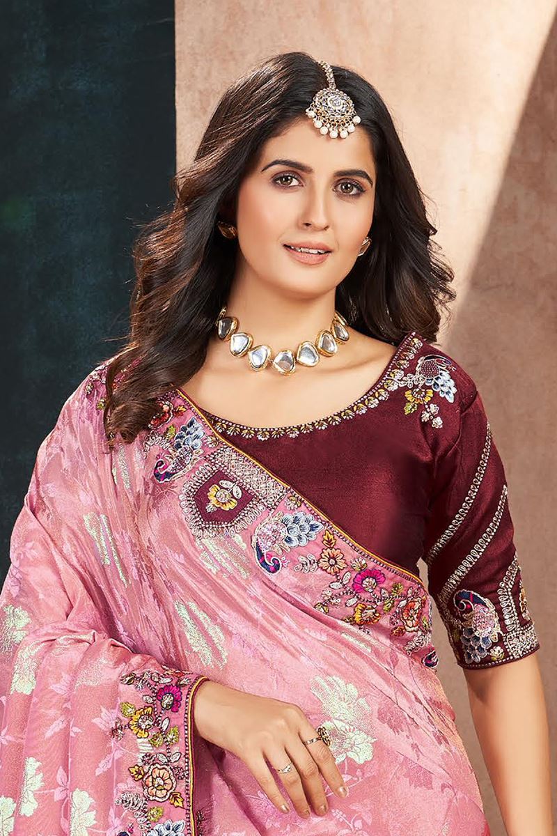 Flamboyant Silk Designer Saree for Wedding and Reception