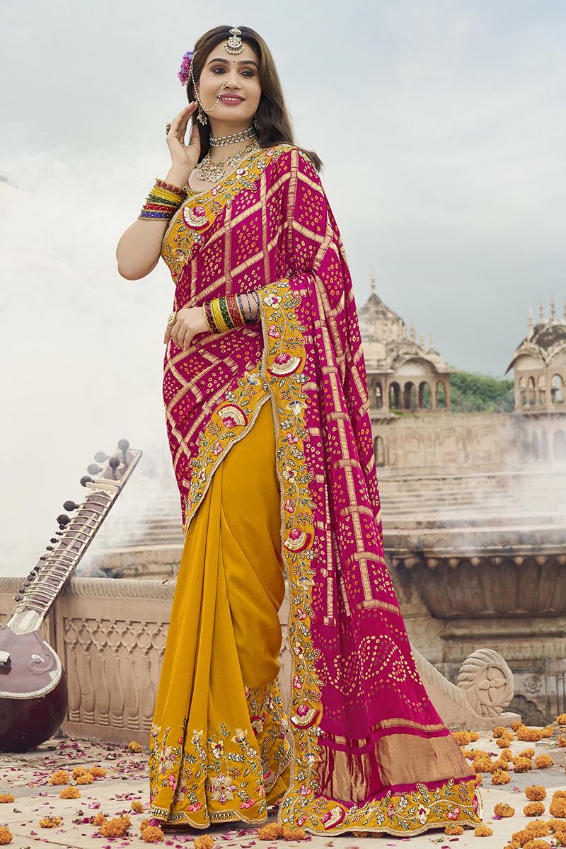 Outstanding Silk Designer Saree for Haldi, Wedding and Reception