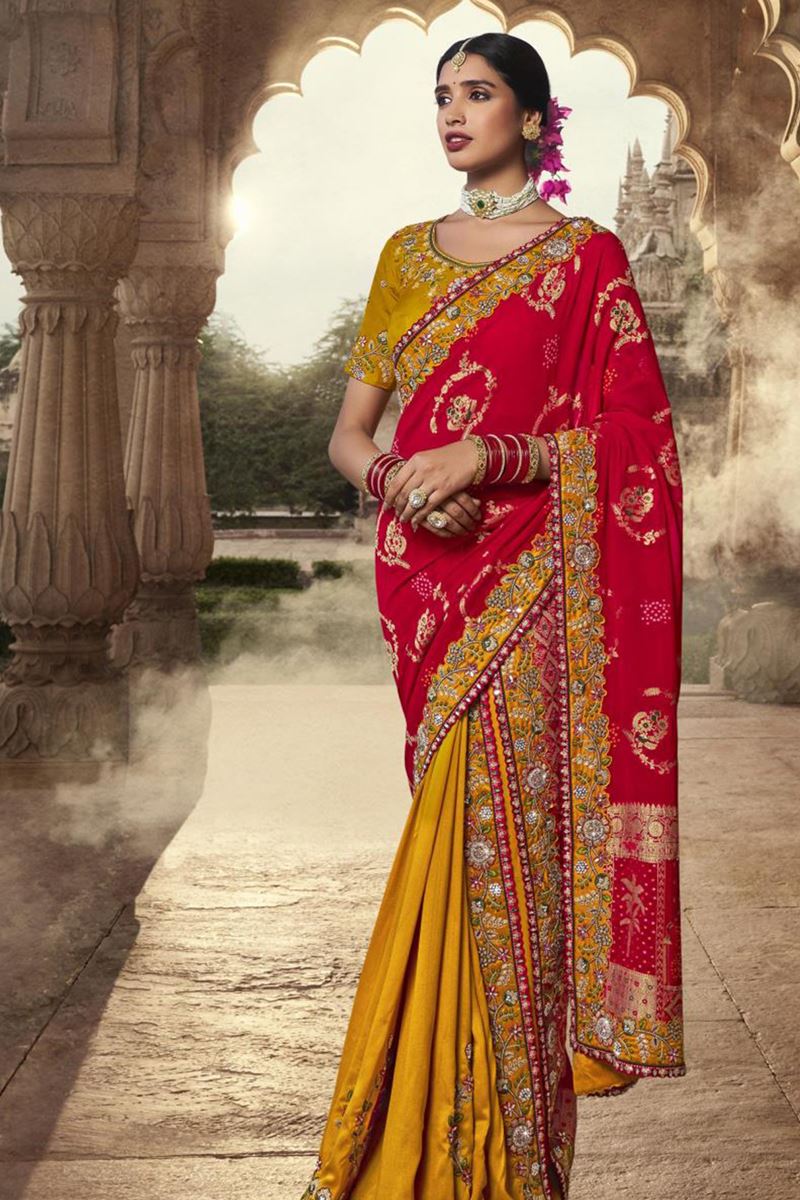 Fascinating Silk Designer Saree for Haldi, Wedding and Reception