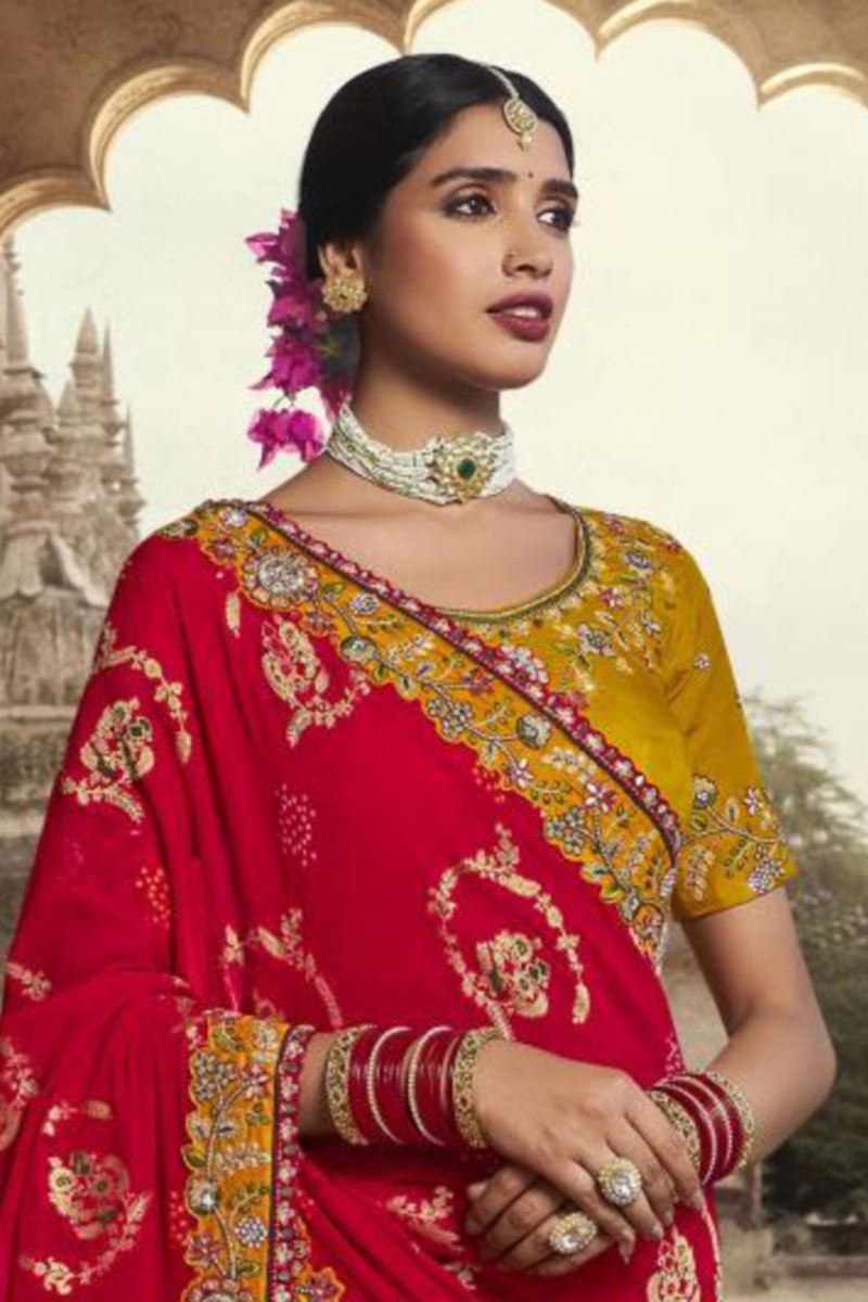 Fascinating Silk Designer Saree for Haldi, Wedding and Reception