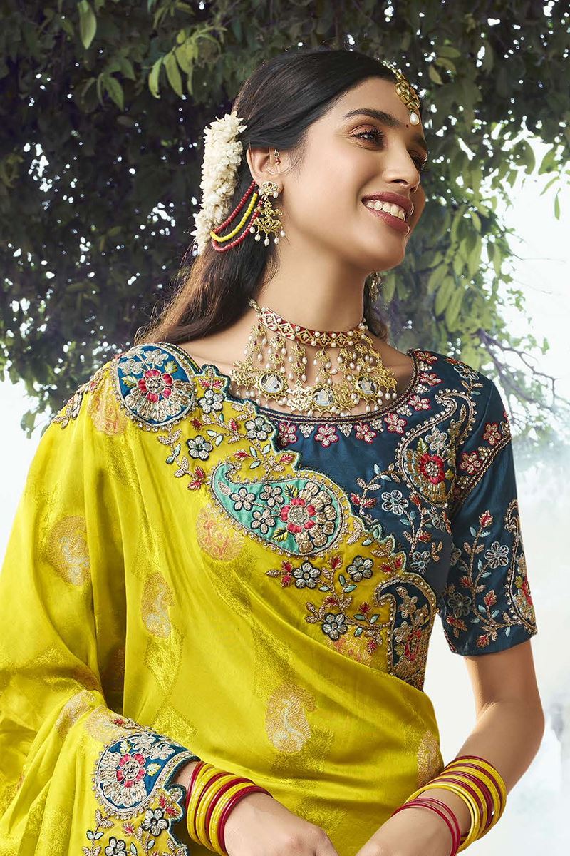 Bollywood Silk Designer Saree for Haldi, Wedding and Reception