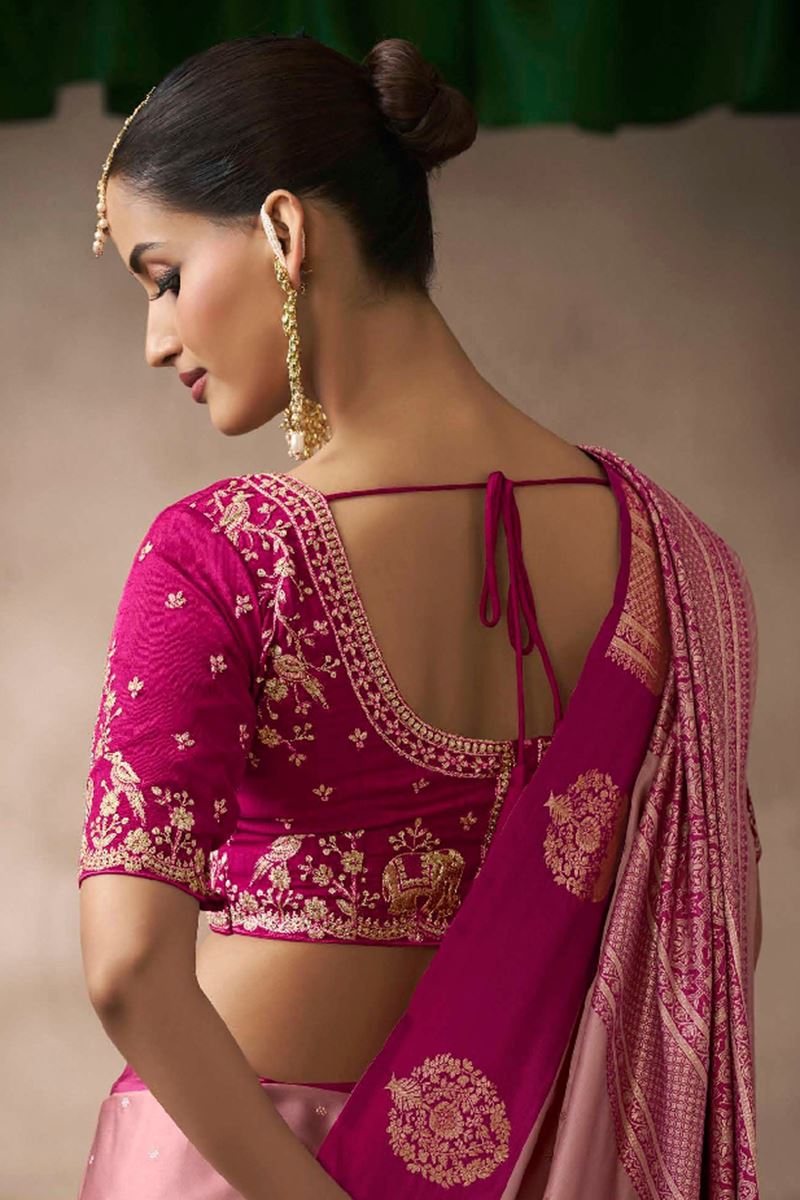 Ethnic Pure Satin Silk Designer Saree for Engagement, Wedding, and Reception