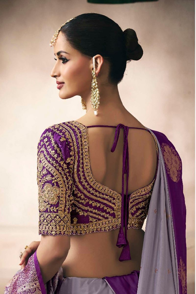 Spectacular Pure Satin Silk Designer Saree for Engagement, Wedding, and Reception