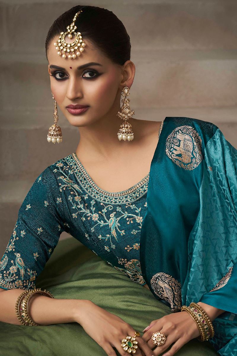 Royal Pure Satin Silk Designer Saree for Engagement, Wedding, and Reception