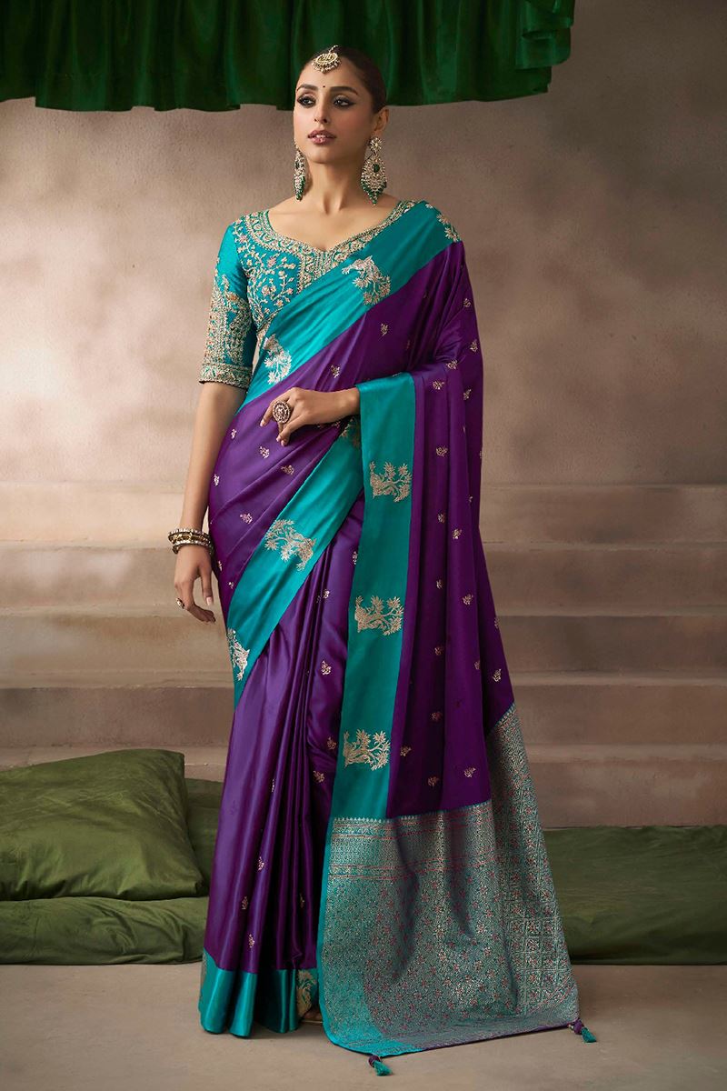 Smashing Pure Satin Silk Designer Saree for Engagement, Wedding, and Reception