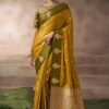 Mesmerizing Pure Satin Silk Designer Saree for Haldi, Wedding, and Reception